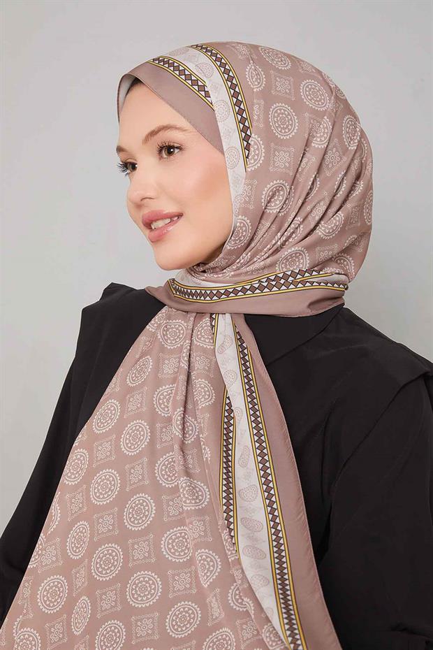 Sütlü Kahve Motif Desen Club Şal