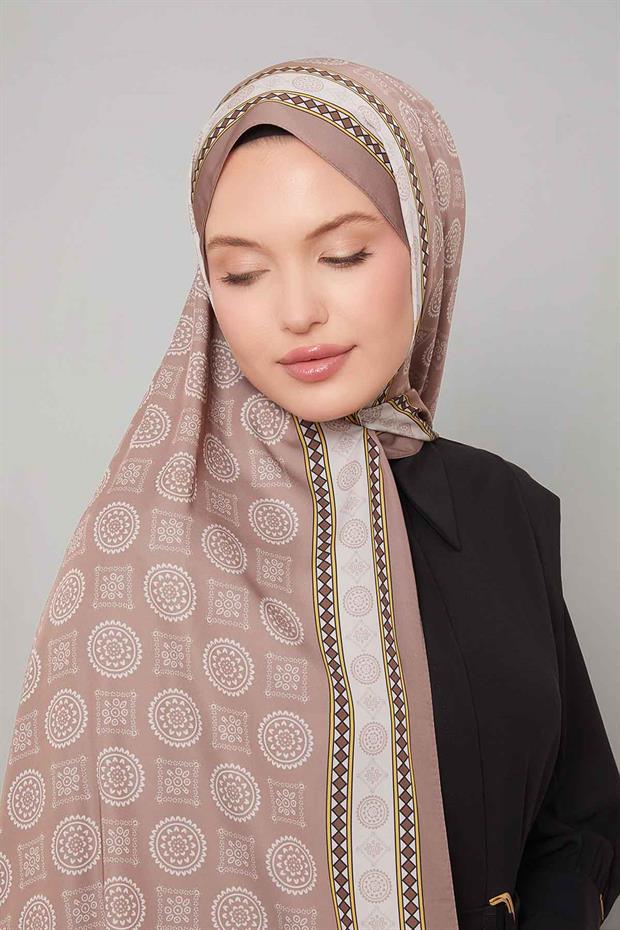 Sütlü Kahve Motif Desen Club Şal