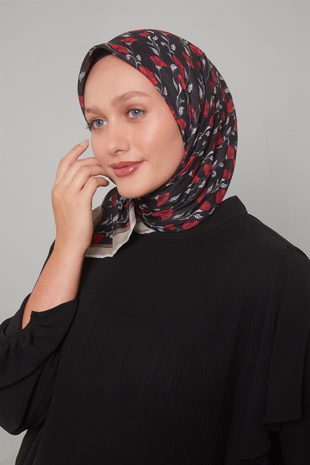 Sütlü Kahve Sarmaşık Desen Soft Eşarp