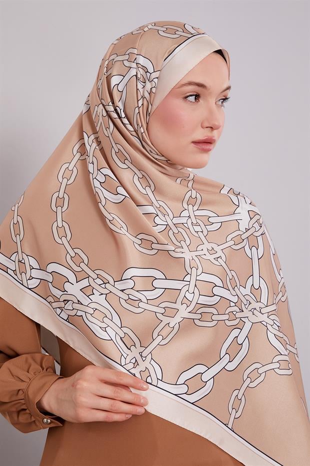 Sütlü Kahve Zincir Twill Şal