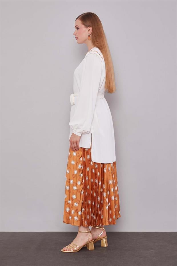 Taba Piliseli Desenli Etek Takım