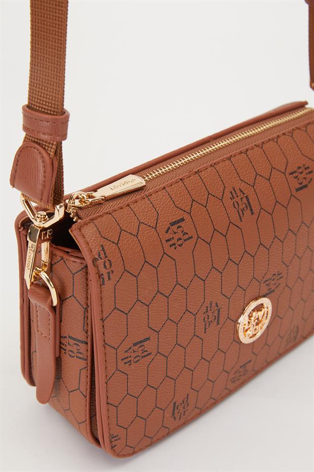 Taba Gizlli Bölmeli Petek Desen Omuz Çantası