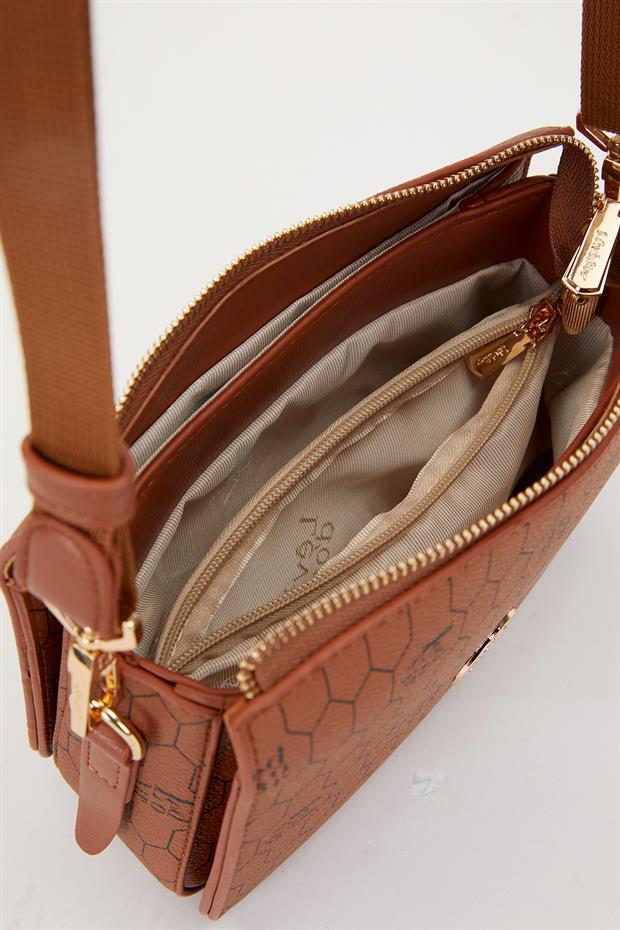 Taba Gizlli Bölmeli Petek Desen Omuz Çantası