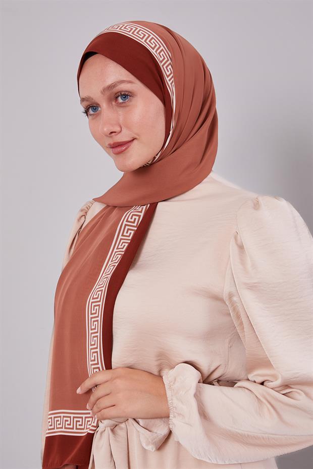 Taba Labirent Desen Medine İpeği Şal