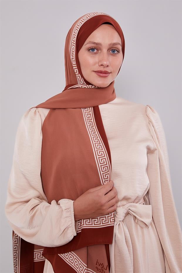 Taba Labirent Desen Medine İpeği Şal