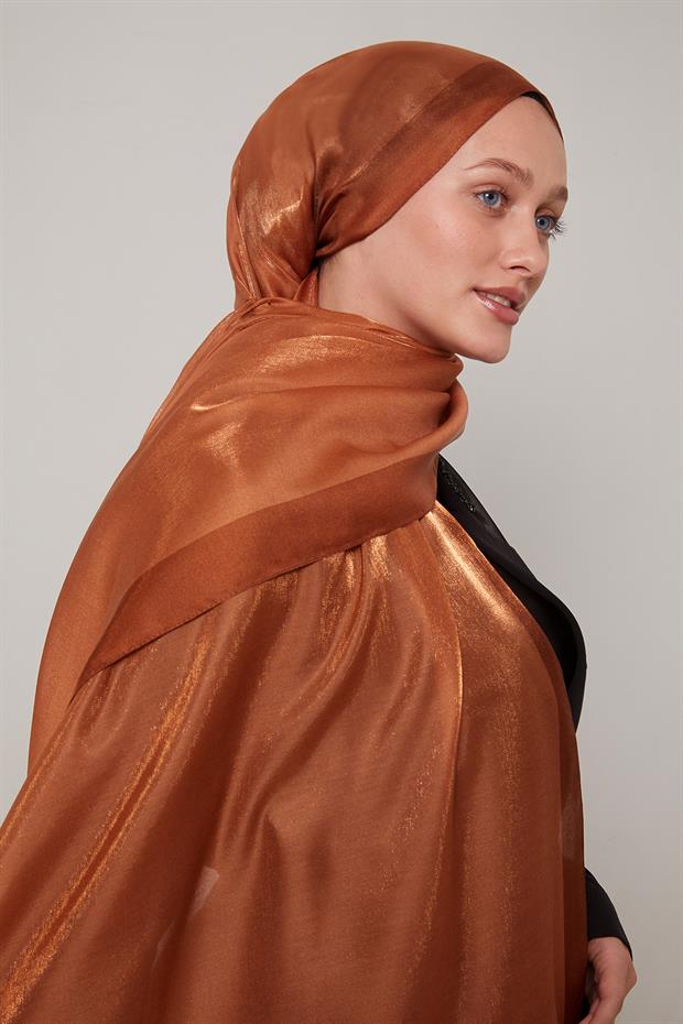 Taba Şerit Desen Kehribar Şal