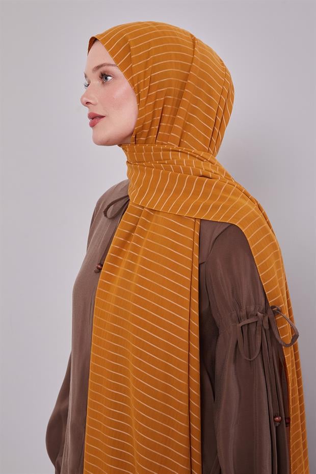 Tarçın Çizgili Cazz Şal