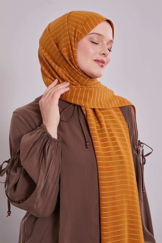 Tarçın Çizgili Cazz Şal