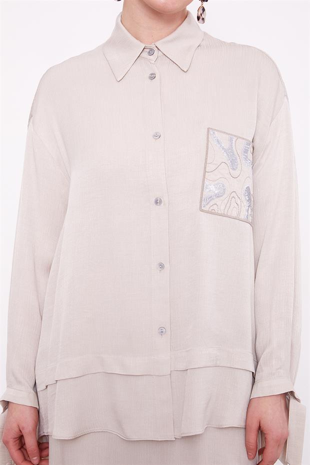 Taş Cep Detaylı İkili Takım