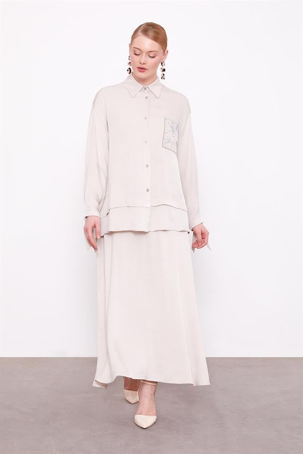 Taş Cep Detaylı İkili Takım