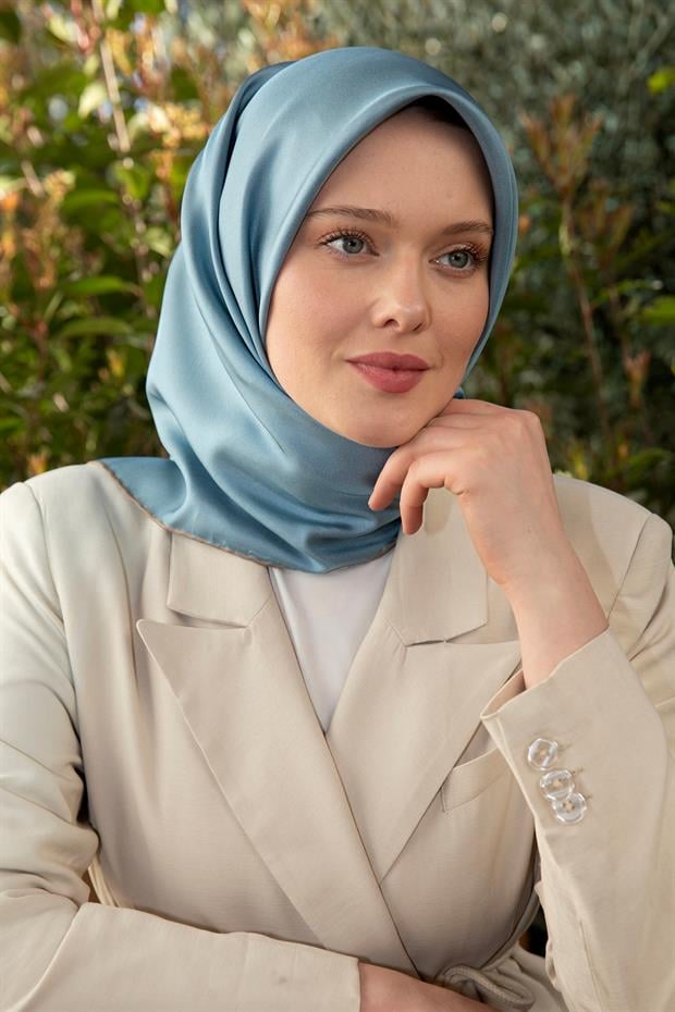 Taş Çift Taraflı Twill İpek Eşarp