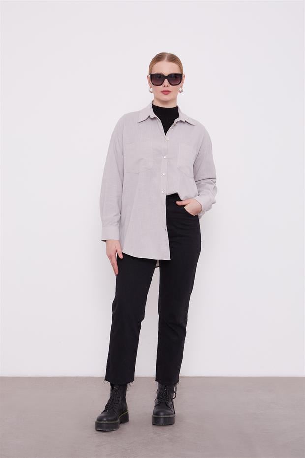 Taş Dokulu Pamuk Gömlek