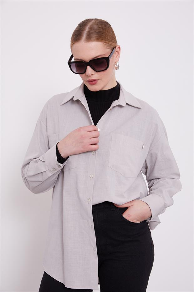 Taş Dokulu Pamuk Gömlek