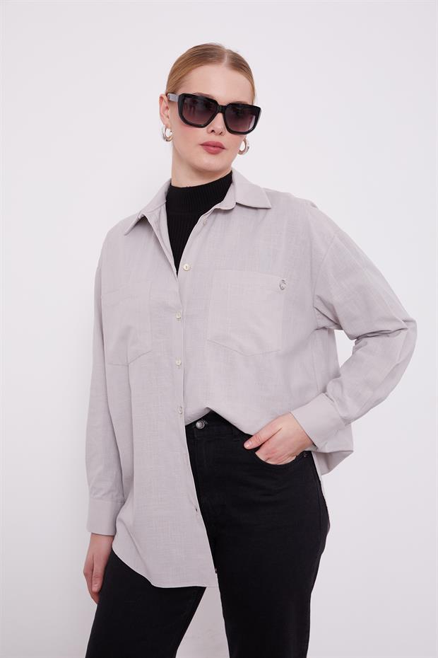 Taş Dokulu Pamuk Gömlek