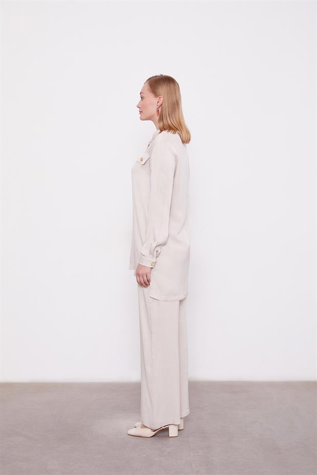 Taş Fermuar Detaylı Tunik Takım