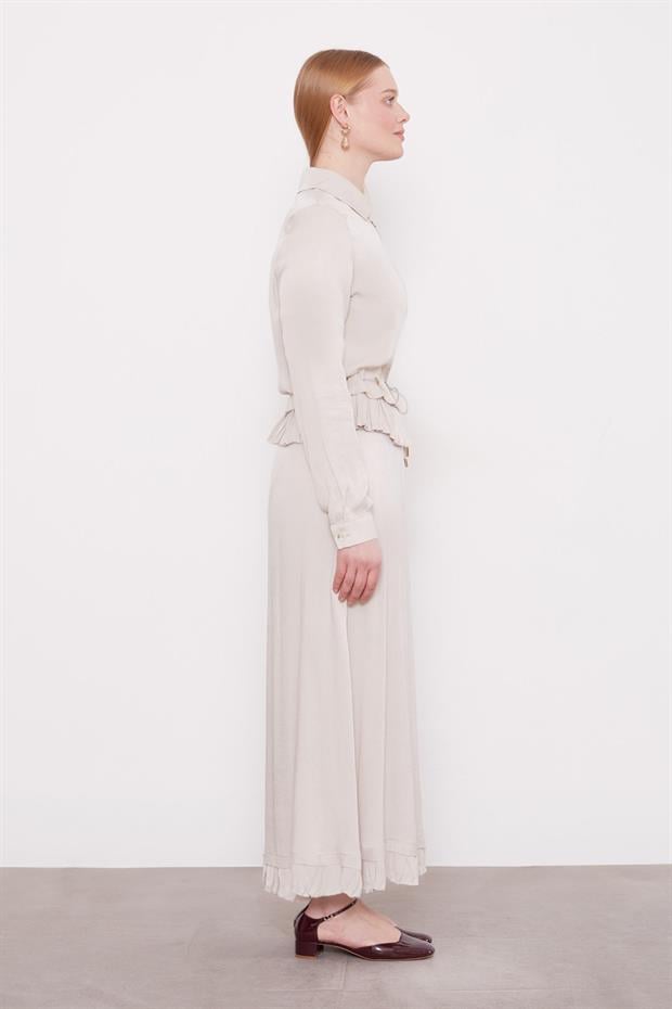 Taş Fırfır Detaylı Cupra Etek Takım