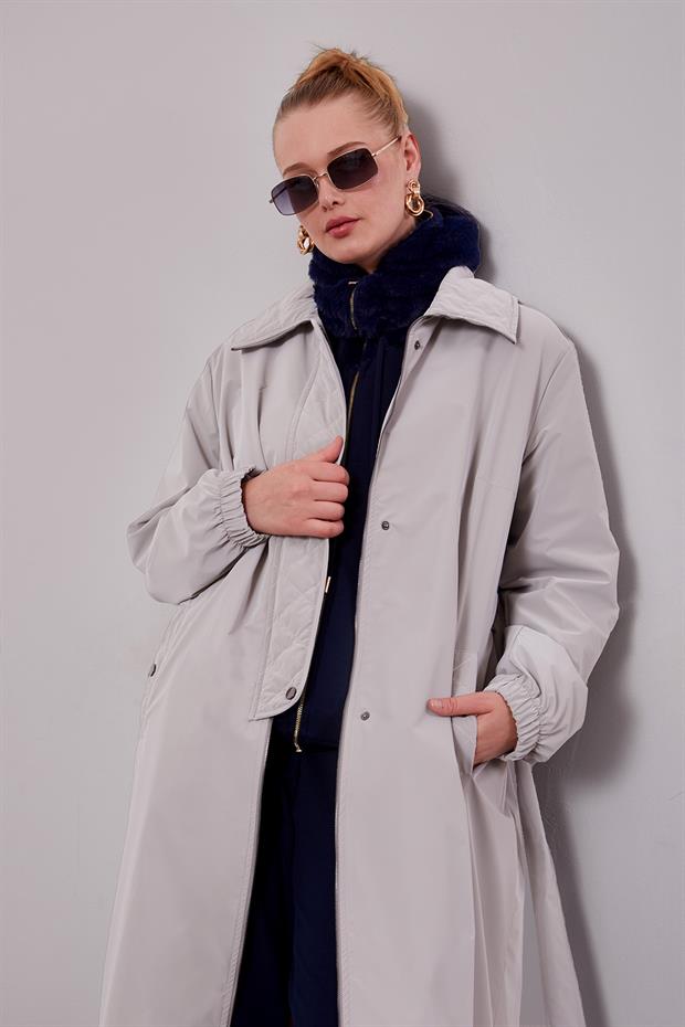 Taş Kapitone Detaylı Trençkot