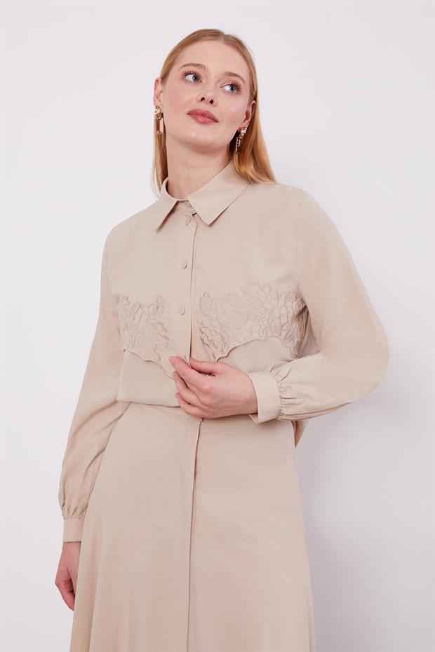 Taş Nakış Detaylı Cupra Etek Takım