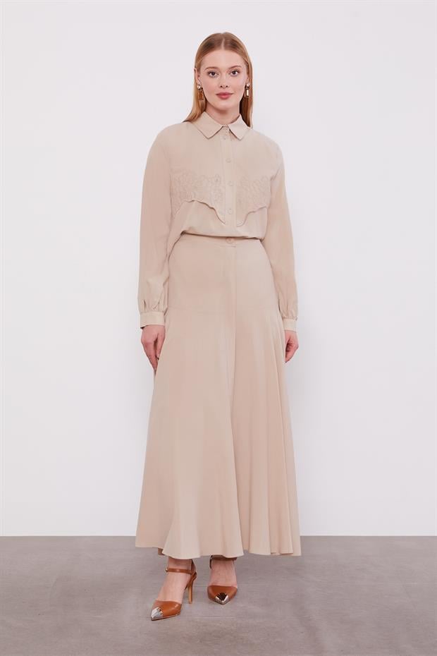 Taş Nakış Detaylı Cupra Etek Takım