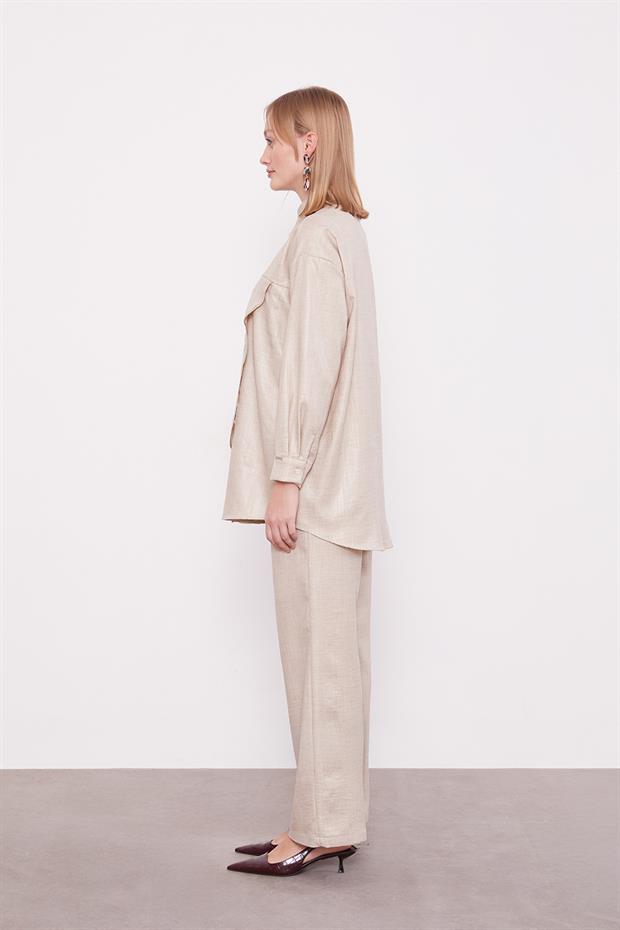 Taş Nakış Gül Detaylı Tunik Takım