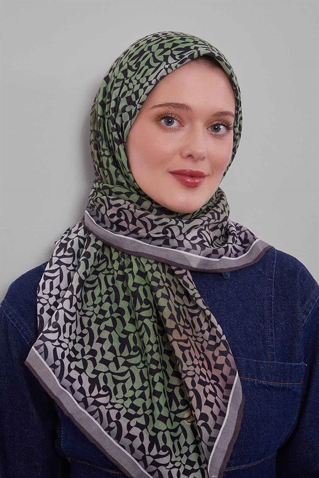 Taş Renk Geçişli Desen Soft Eşarp