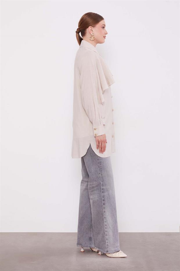 Taş Volan Detay Düğmeli Gömlek