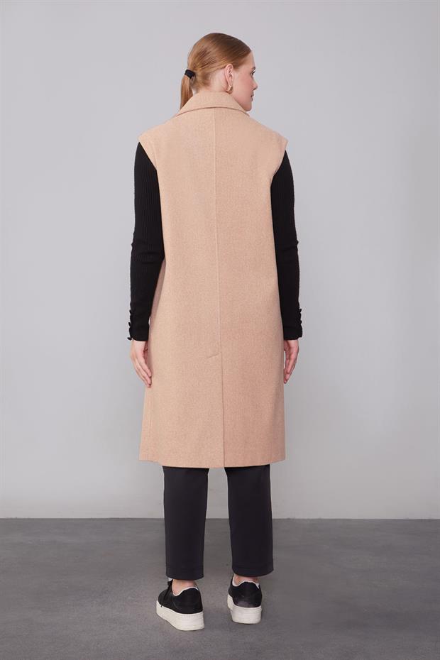 Toprak Maxi Boy Kaşe Yelek