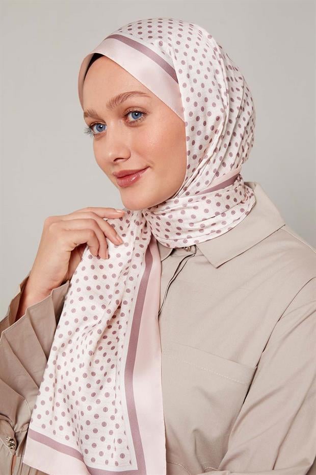 Toz Pembe Halkalı Benek Desen Angel Şal