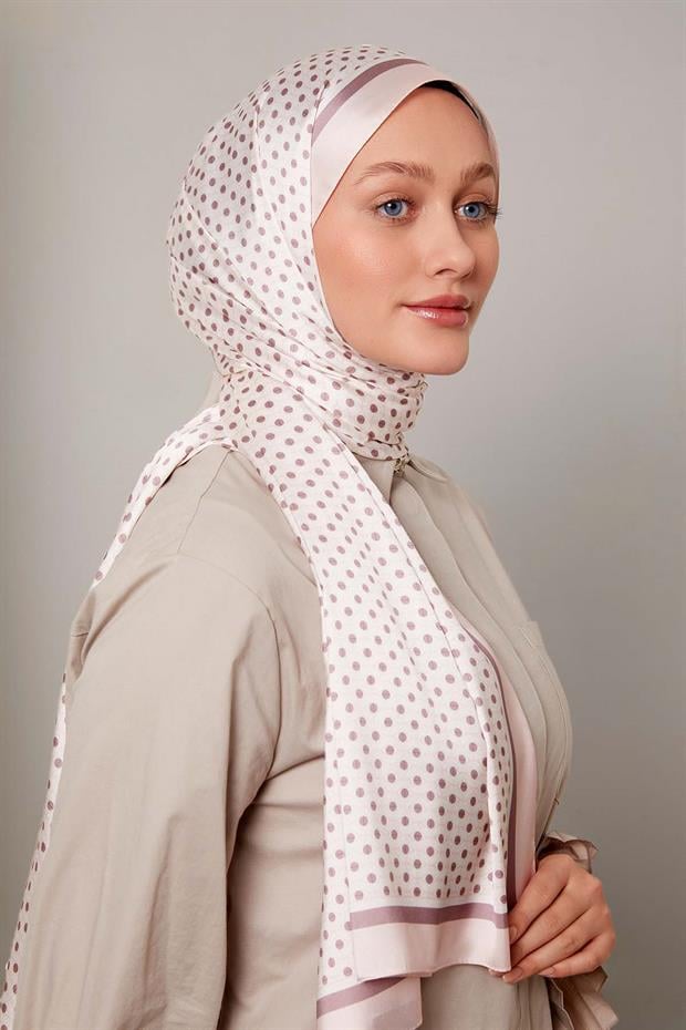 Toz Pembe Halkalı Benek Desen Angel Şal