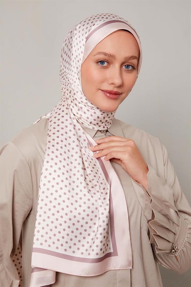 Toz Pembe Halkalı Benek Desen Angel Şal