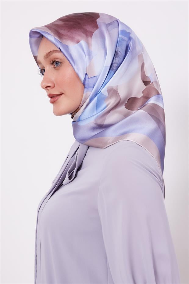 Toz Pembe Soft Çiçek Desen Sura İpek Eşarp