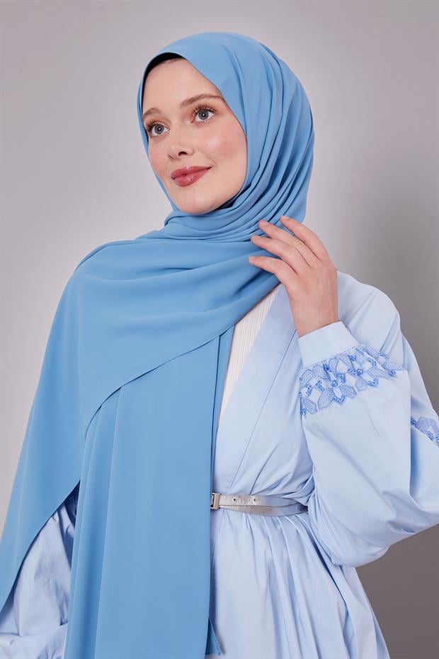 Turkuaz Düz Trend Şal