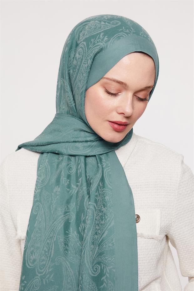 Turkuaz Hint Desen Grazia Şal