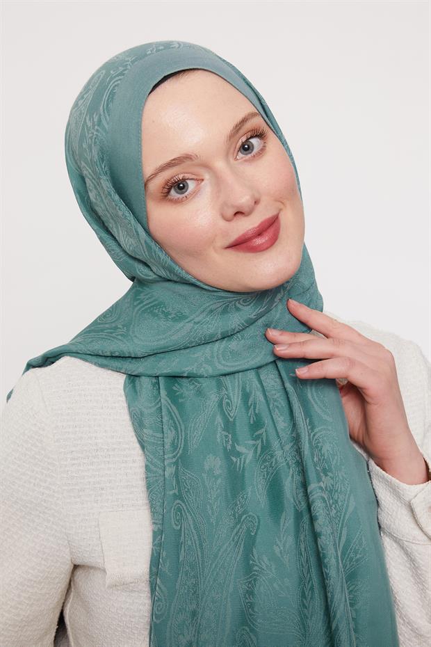 Turkuaz Hint Desen Grazia Şal