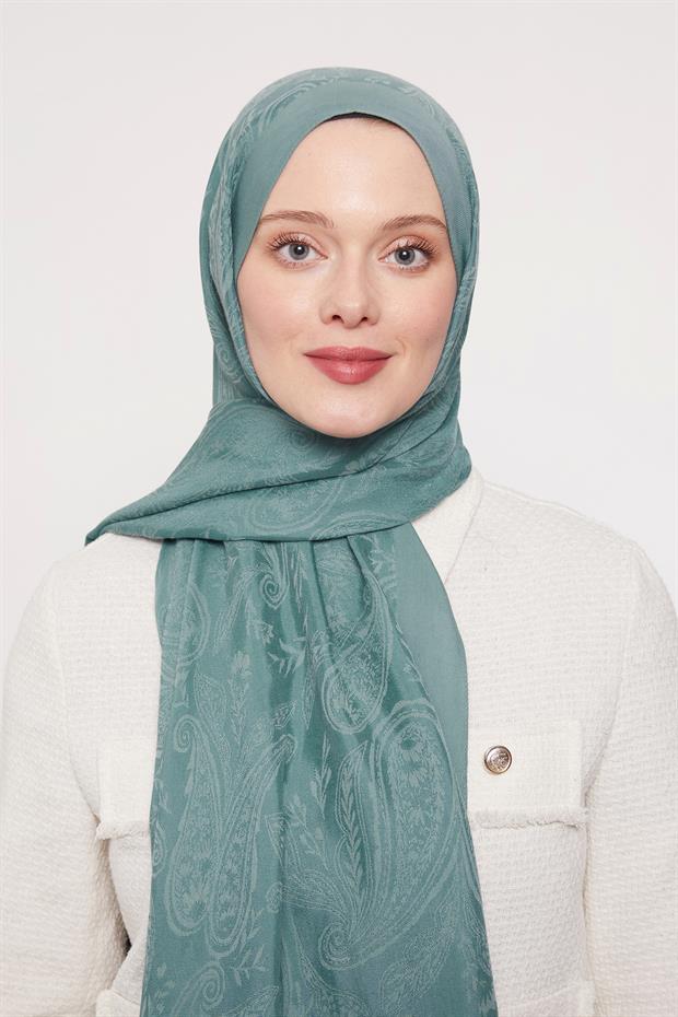 Turkuaz Hint Desen Grazia Şal