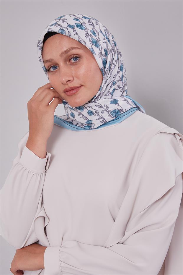 Turkuaz Sarmaşık Desen Soft Eşarp