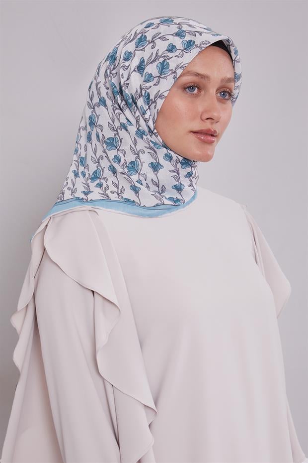 Turkuaz Sarmaşık Desen Soft Eşarp