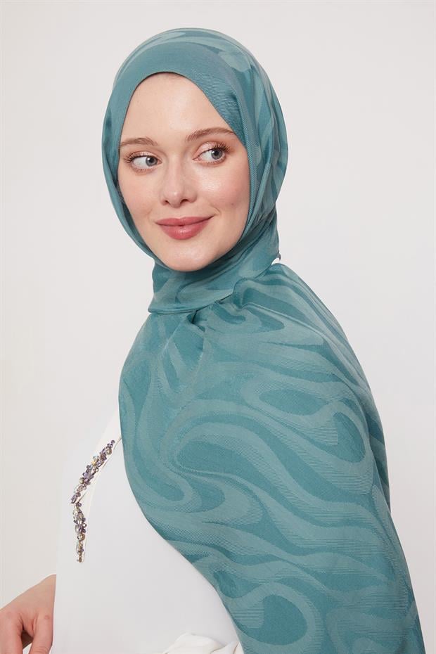 Turkuaz Soyut Desen Grazia Şal