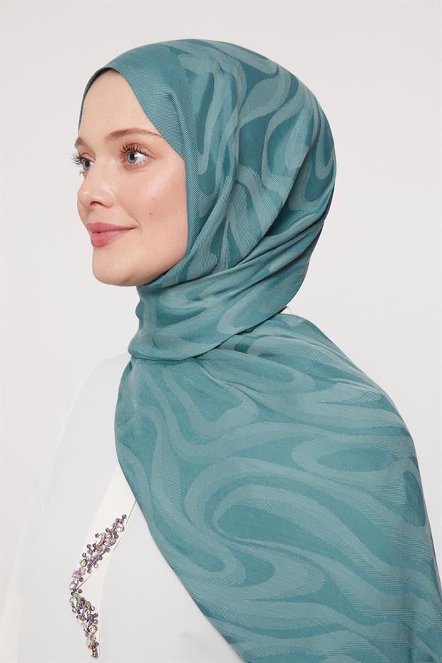 Turkuaz Soyut Desen Grazia Şal