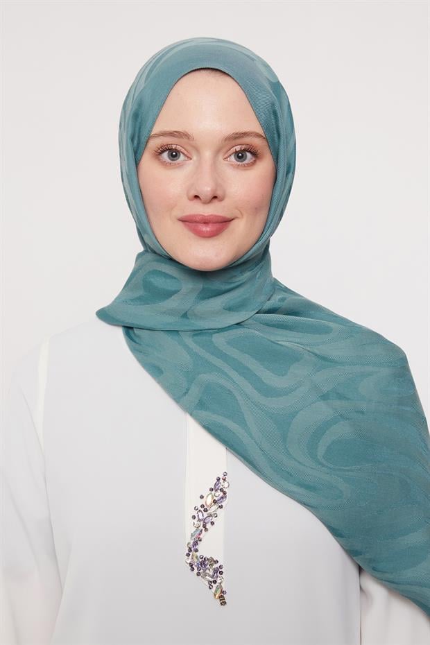 Turkuaz Soyut Desen Grazia Şal