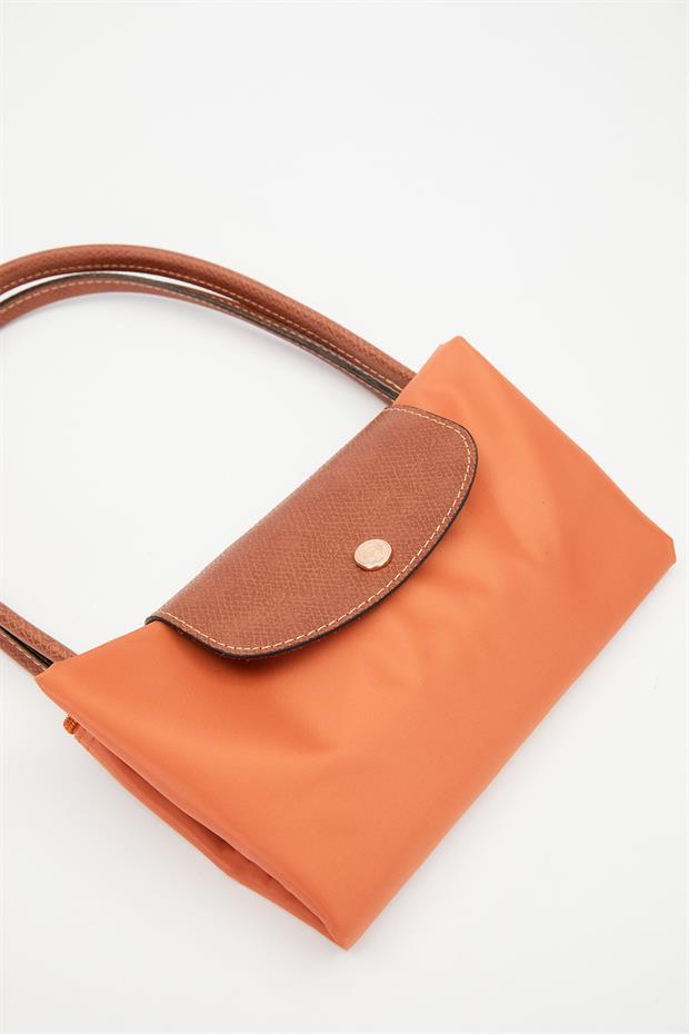 Turuncu Deri Askılı Tote Omuz Çantası