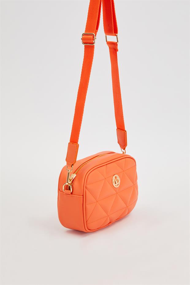 Turuncu Kapitone Ayarlanabilir Omuz Çantası