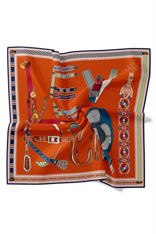 Turuncu Twill İpek Eşarp Lunera Koleksiyonu