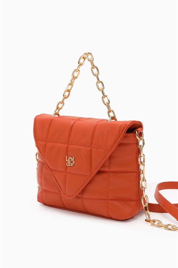 Turuncu Üçgen Kapaklı Omuz Çantası