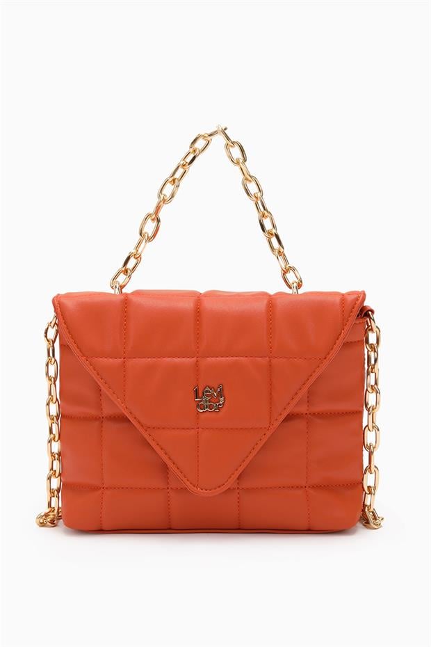 Turuncu Üçgen Kapaklı Omuz Çantası