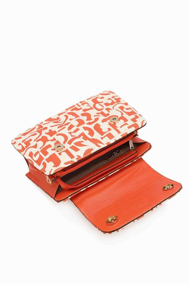 Turuncu Üst Kapatmalı Omuz Çantası