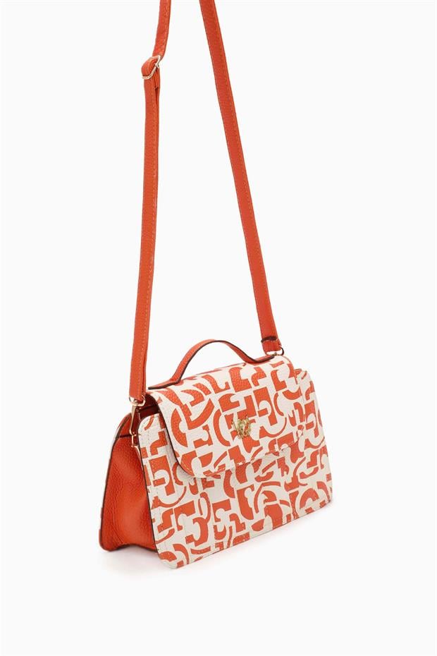 Turuncu Üst Kapatmalı Omuz Çantası