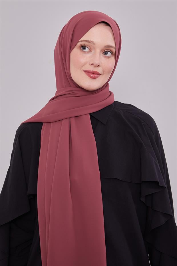 Vişne Düz Trend Şal
