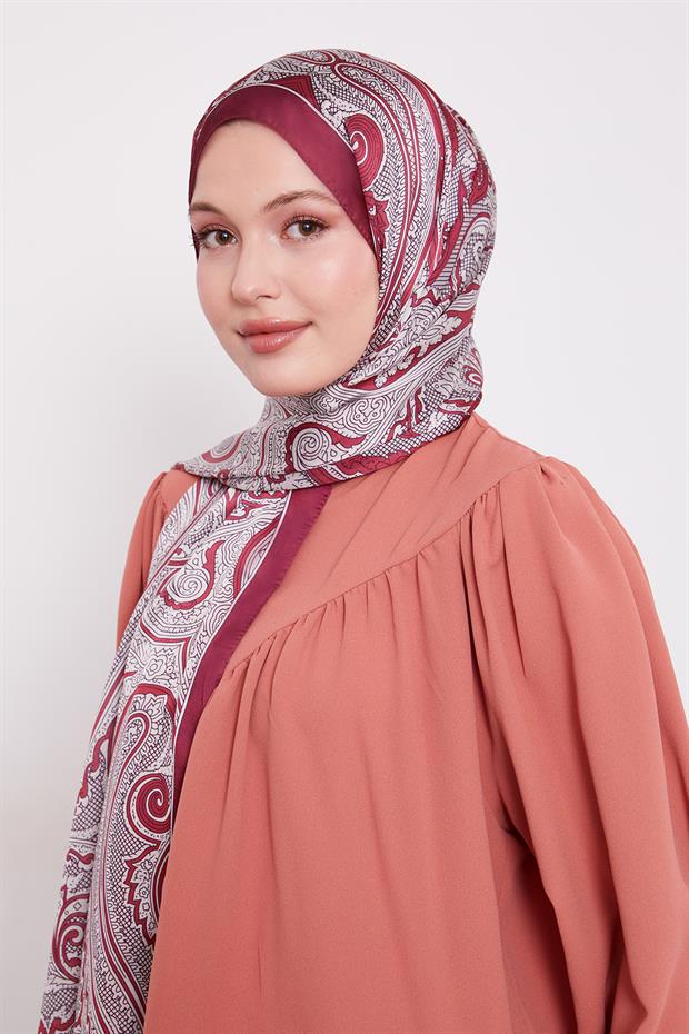 Vişne Sarmal Hint İpeği Şal