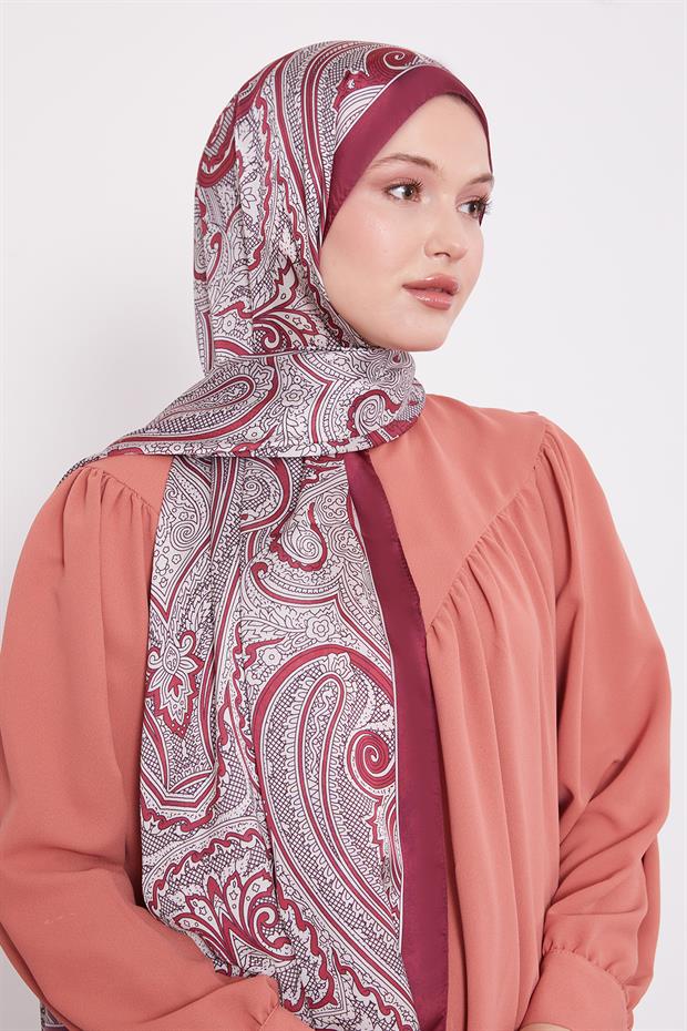 Vişne Sarmal Hint İpeği Şal